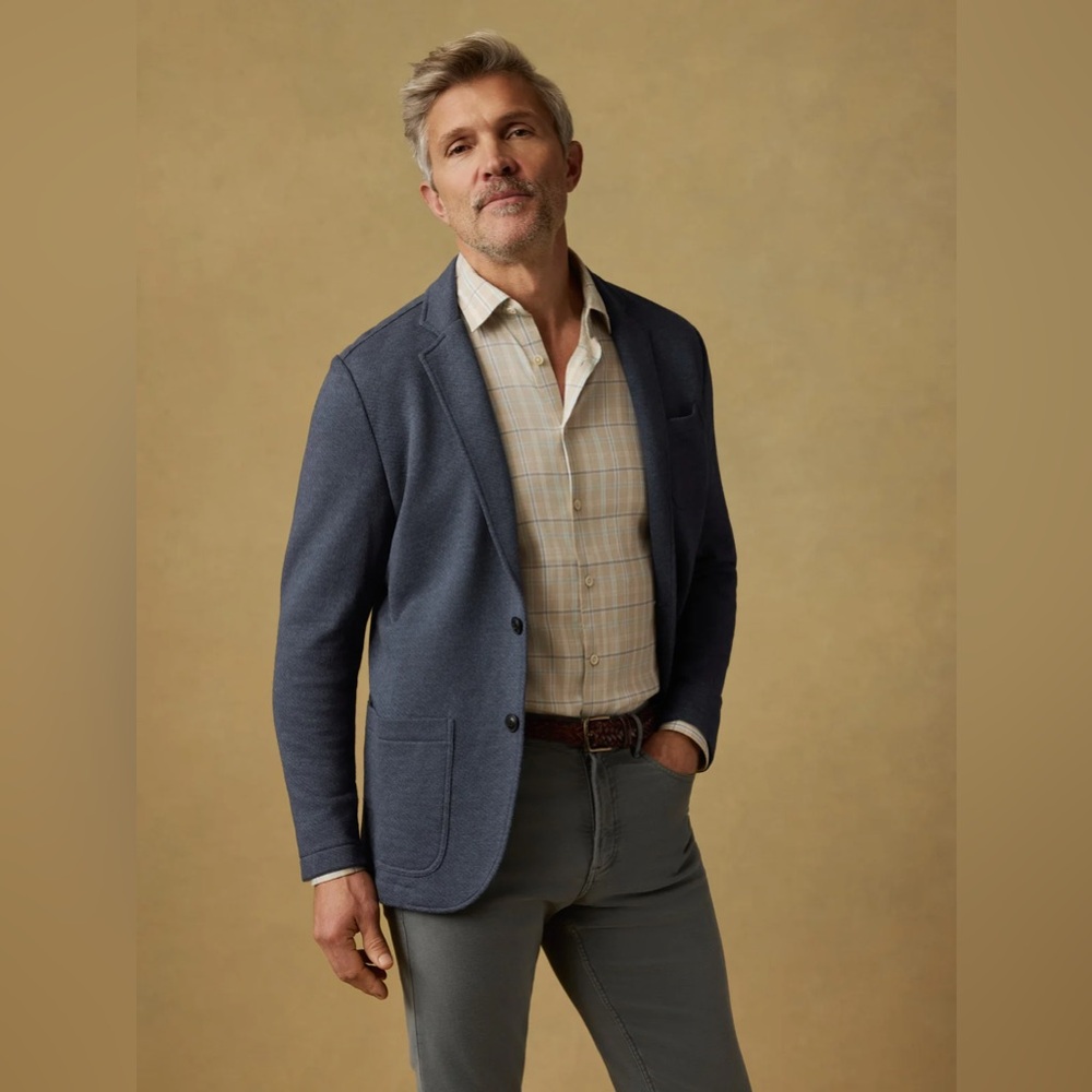 Faherty Men's Inlet Knit Blazer - Deep Navy Melange Size Medium